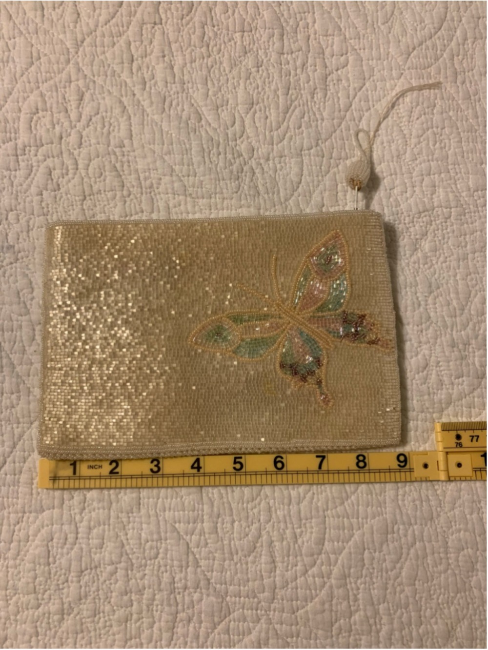 Vtg Women's Lindsey Blake Beaded Butterfly Clutch, One Size, white/Multicolor